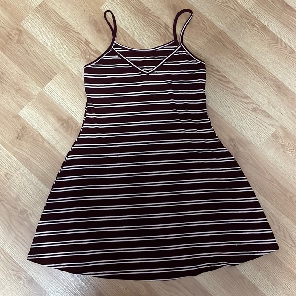 Burgundy/White Striped Dress